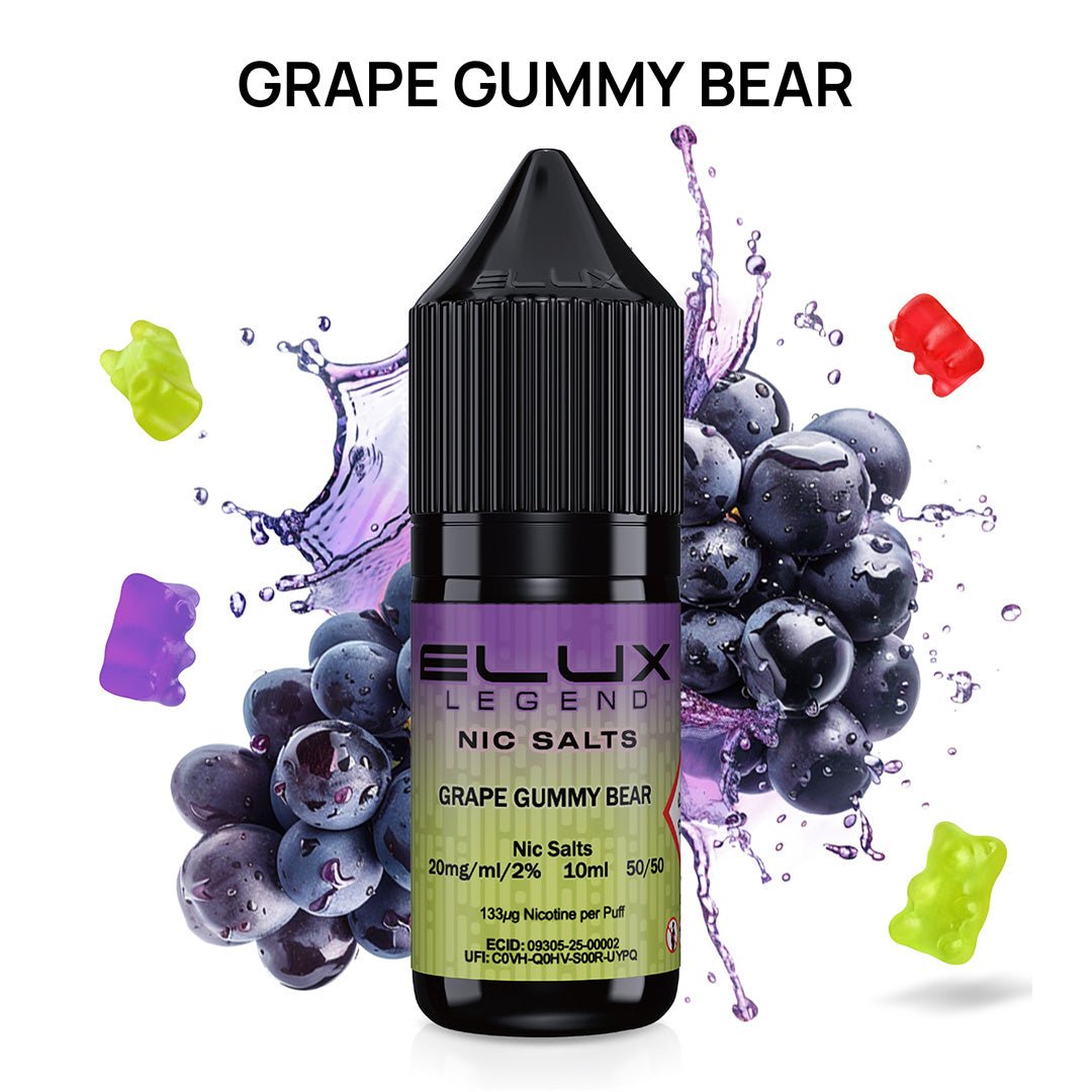 Elux Legend Nic Salt Grape Gummy Bear - 10ml